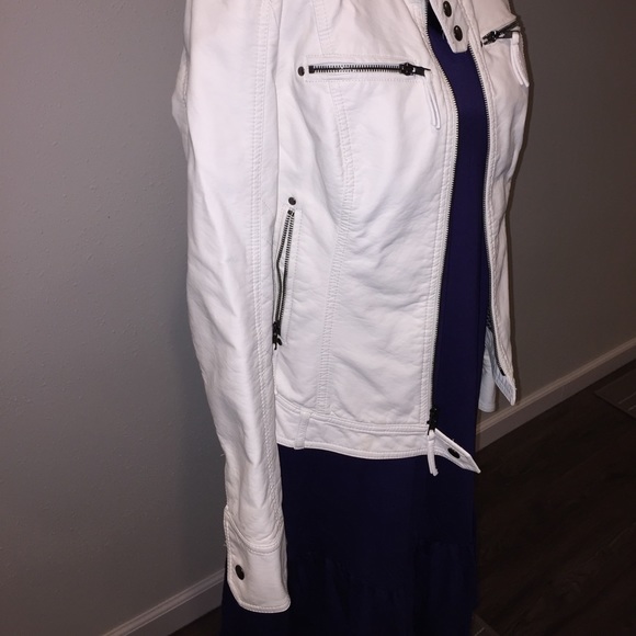 Black Rivet Jackets & Blazers - Black River White Leather Jacket
